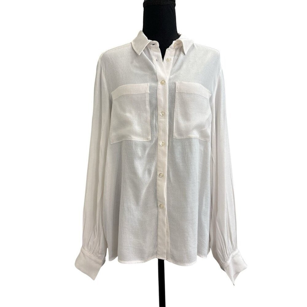 M&S Women’s Ivory Button Down Long Sleeve Shirt Size 14
